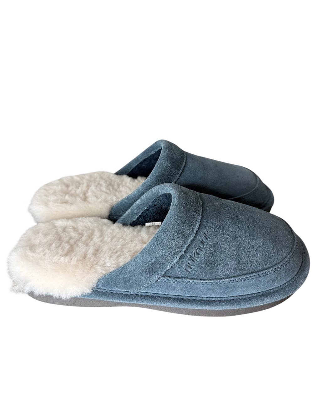 NUKNUUK Men’s New Blue Suede Slippers Slides Mules Cozy Size 8